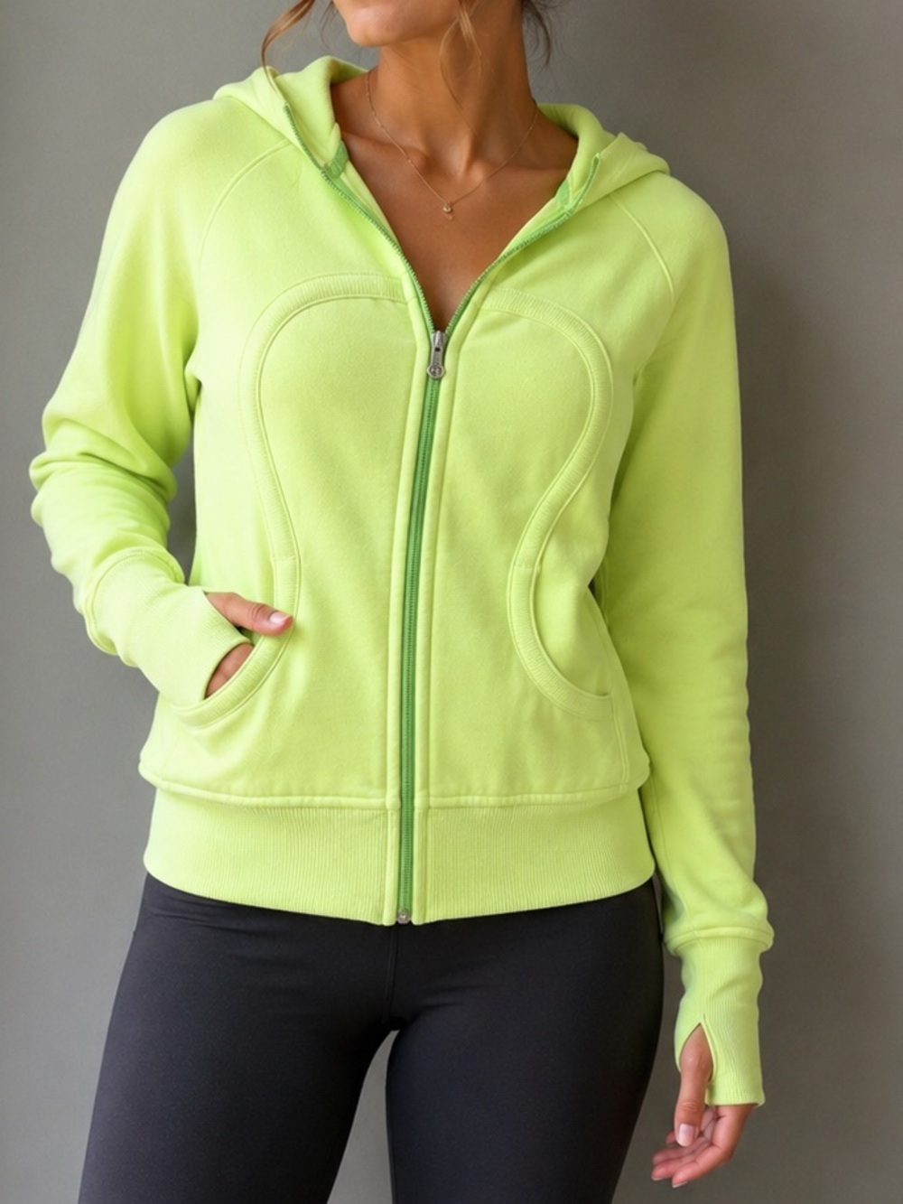 Lululemon Lime Green Full-Zip Hoodie — Size 4